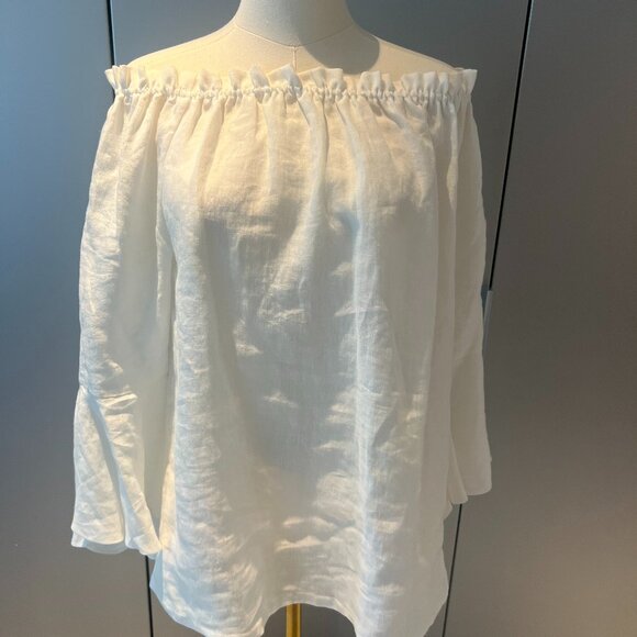 White Linen Blouse - Picture 1 of 4